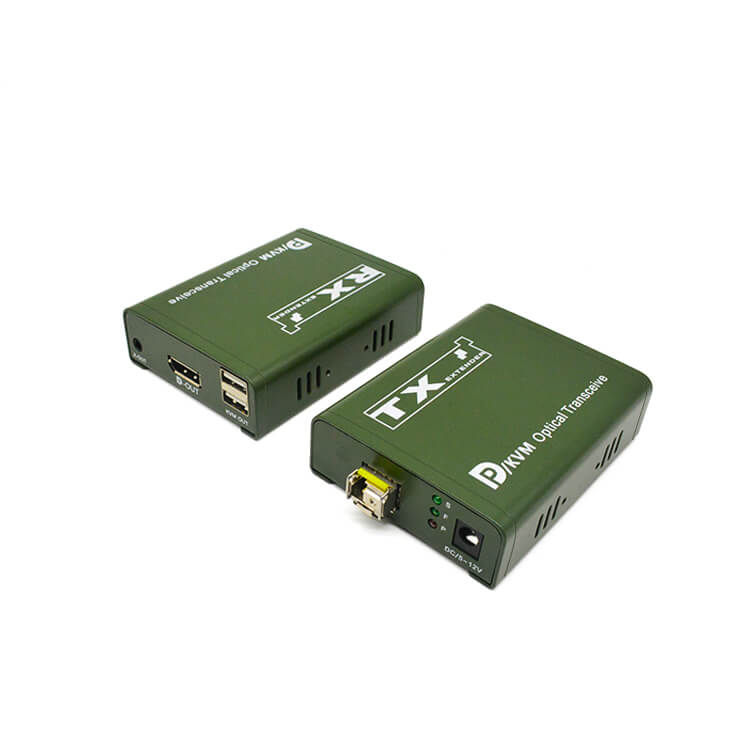 Ensemble &eacute;metteur et r&eacute;cepteur d'extension de fibre DP KVM